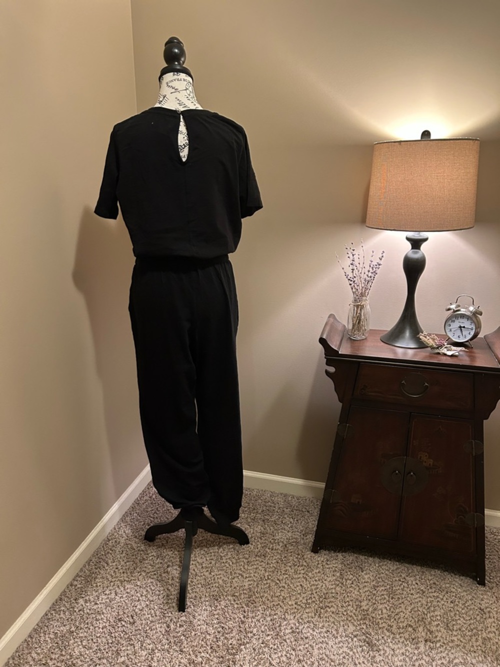 Pact Organic Cotton Classic Black Short-Sleeve jogger  Jumpsuit - Picture 5 of 10